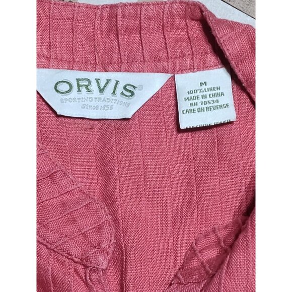 Orvis Women's Pintuck Pleated Linen Jacket M Red‎ - Picture 2 of 4